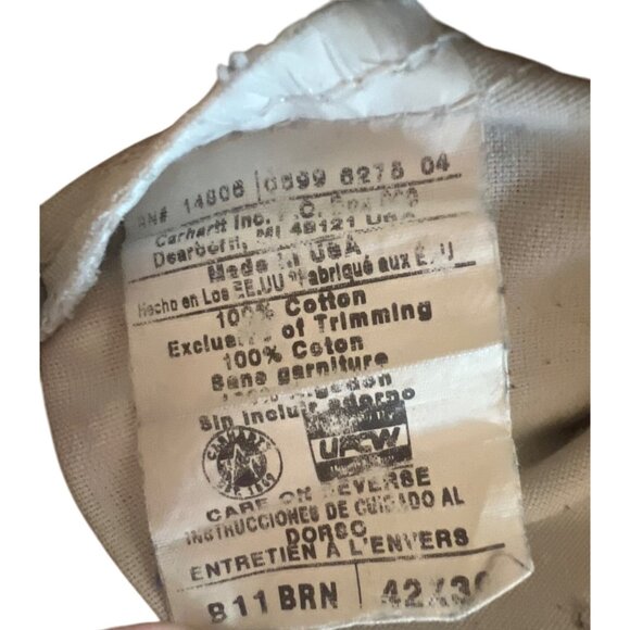 Carhartt Brown Cotton Work Pants B11 BRN Duck Loose Fit Carpenter Sz 42x30 READ - Picture 4 of 4